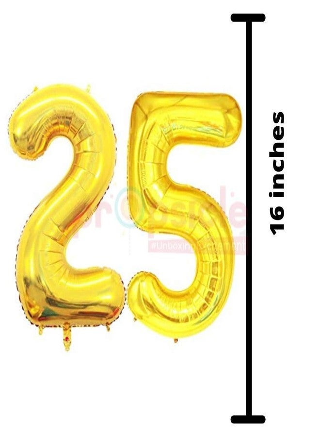 بروبسيكل بالونات هيليوم ذهبية اللون من بروبسيكل، مقاس 16 بوصة، تحمل الرقم 25، لتزيين حفلات أعياد الميلاد | بالونات تحمل الرقم 25، مناسبة لأعياد الميلاد والذكرى السنوية | الرقم 25 - Image 2